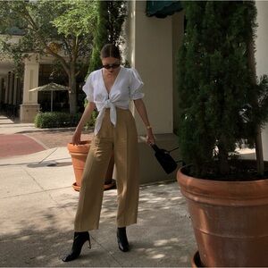 Sandro Women's Tan High-Waisted Pants